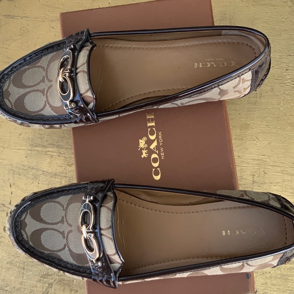Coach Women's Khaki/Chestnut  Loafers - Picture 2 of 9